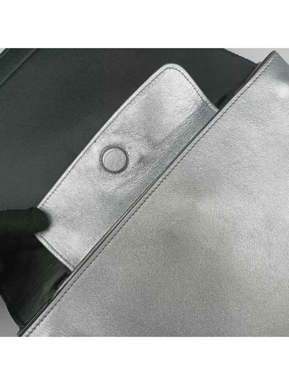 Prada Half Flap Double Silver Leather Bag 25 - Picture 13 of 16